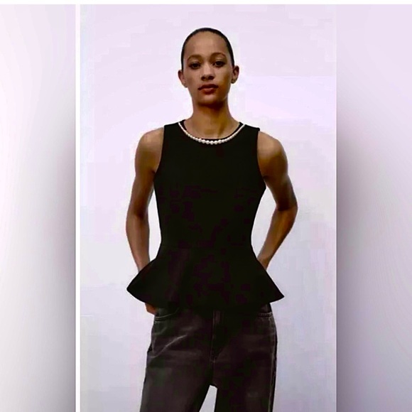 Something Borrowed Tops - Something Borrowed Navy Blue peplum sleeveless top women’s size XS